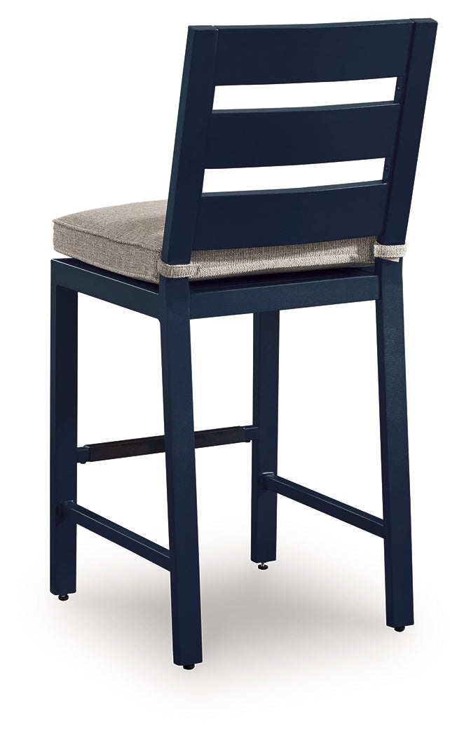 East Navy Blue/Driftwood Beach Outdoor Fire Pit Bar Table and 4 Barstools