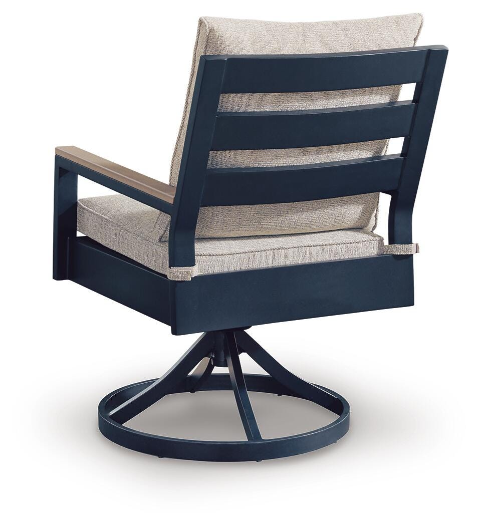 East Navy Blue/Driftwood Beach Outdoor Dining Table and 6 Chairs