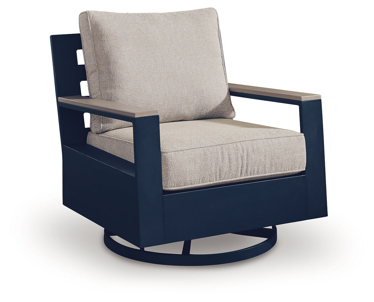 East Beach Navy Blue/Driftwood Outdoor Swivel Glider Chair with Cushion
