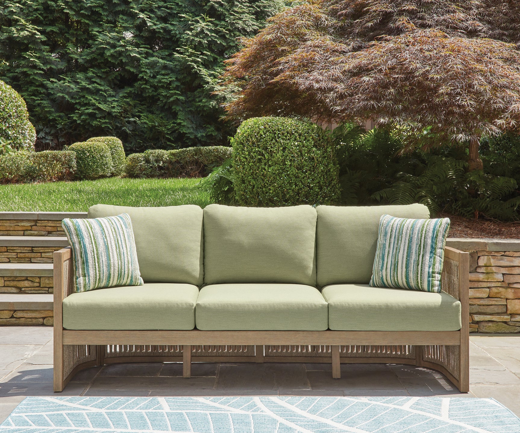 Serena Beige/Green Shores Outdoor Sofa and Chair