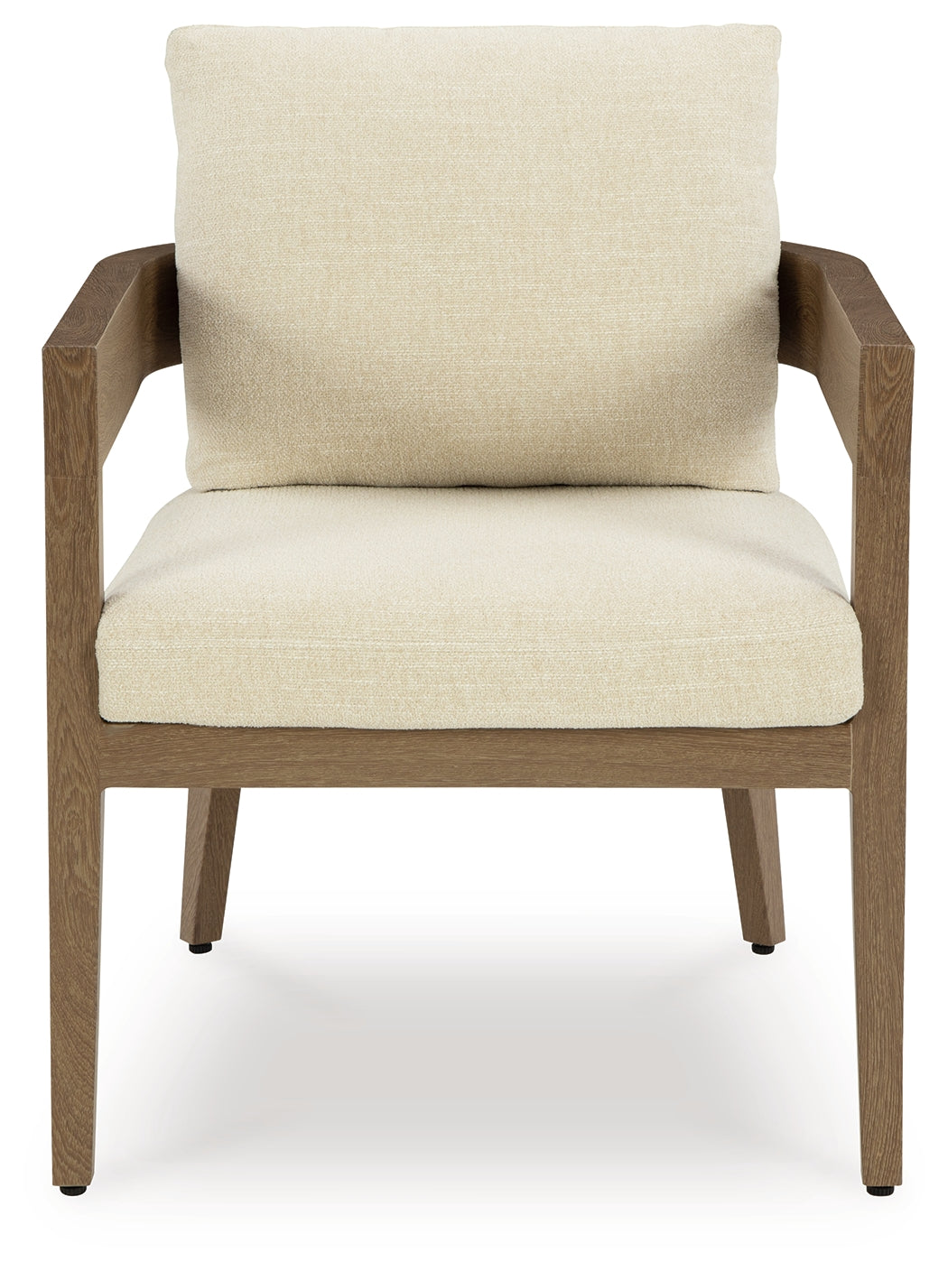 Serene Bay Dark Brown/White Outdoor Dining Arm Chair with Cushion (Set of 2)