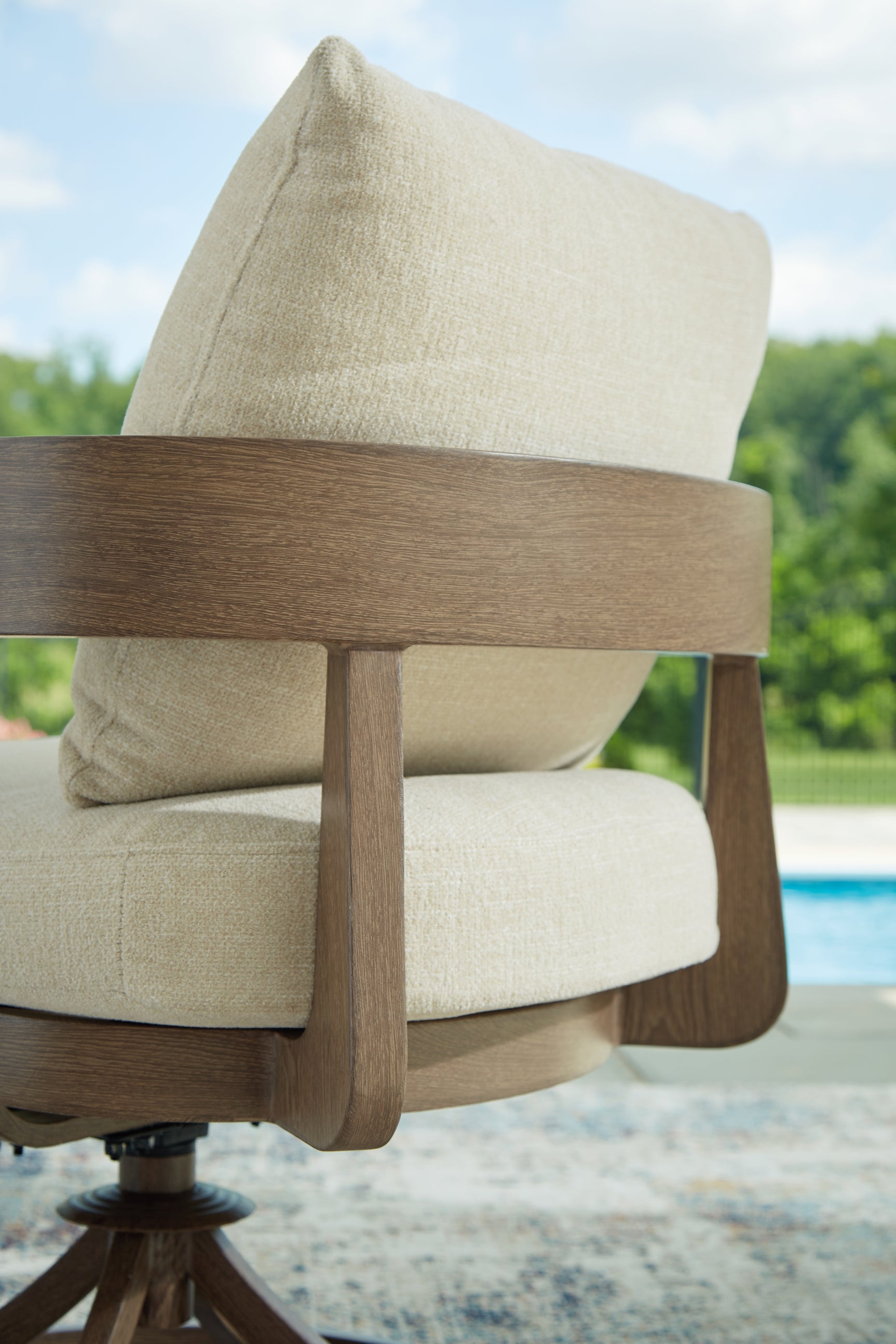 Serene Bay Dark Brown/White Outdoor Swivel Dining Chair with Cushion (Set of 2)