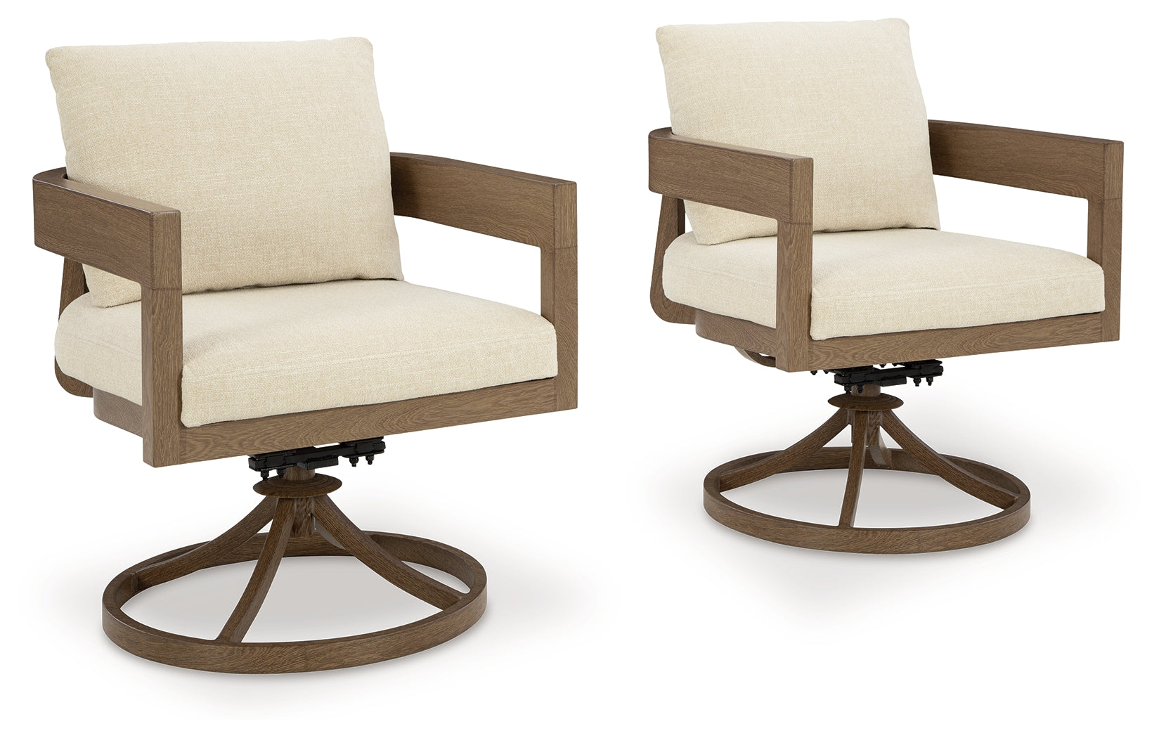 Serene Bay Dark Brown/White Outdoor Swivel Dining Chair with Cushion (Set of 2)