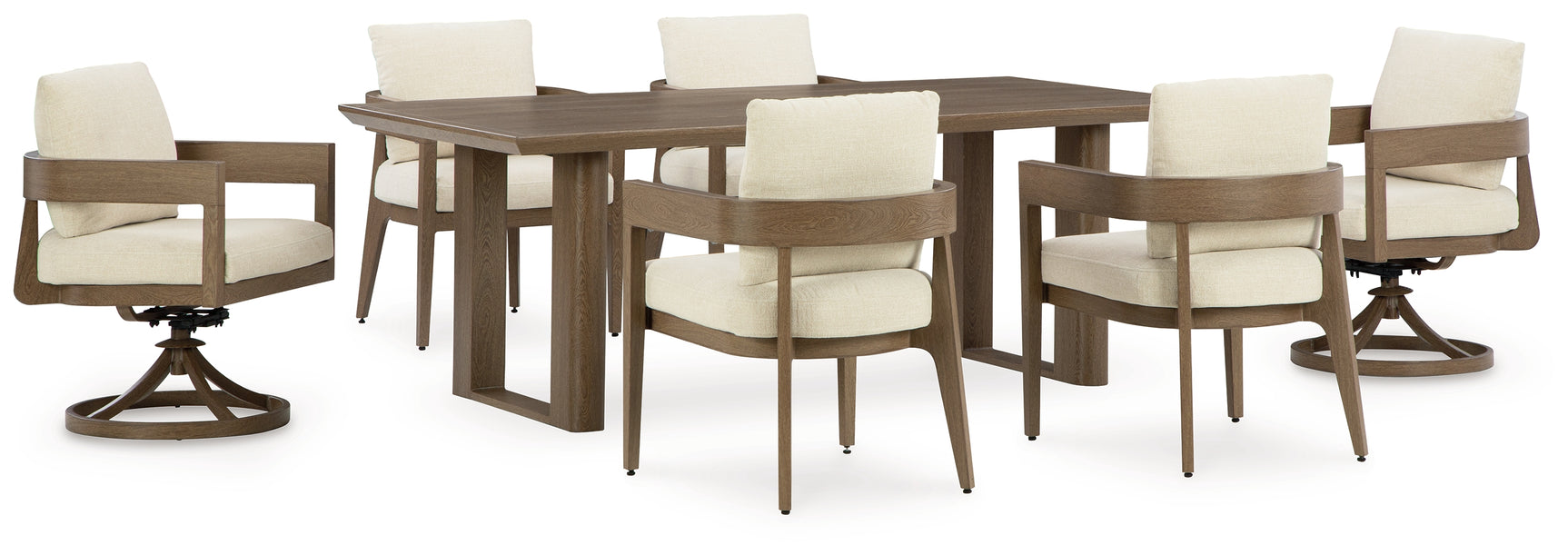 Serene Dark Brown Bay Outdoor Dining Table and 6 Chairs