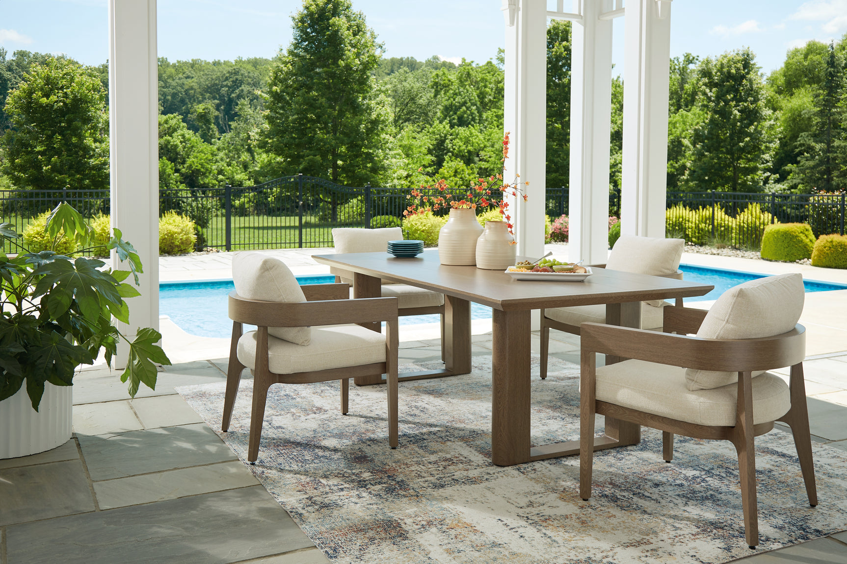 Serene Dark Brown Bay Outdoor Dining Table and 4 Chairs