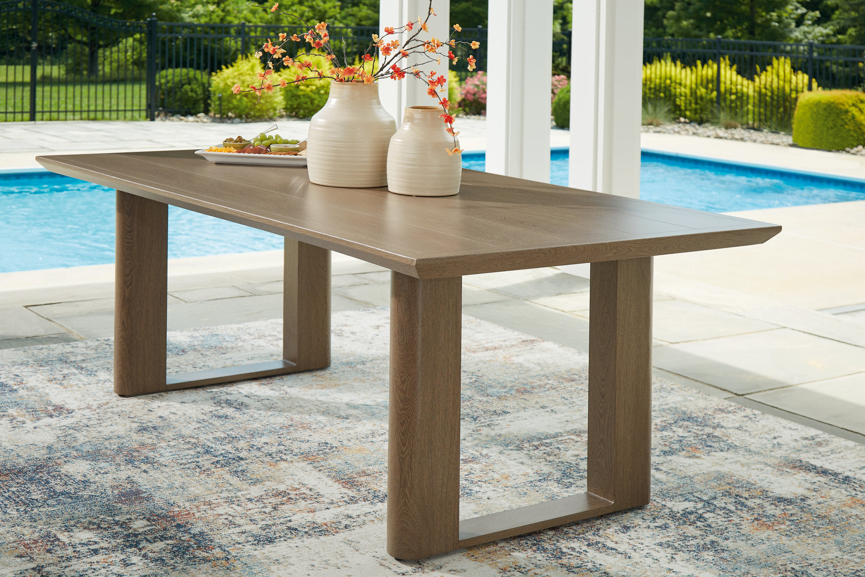 Serene Dark Brown Bay Outdoor Dining Table and 6 Chairs