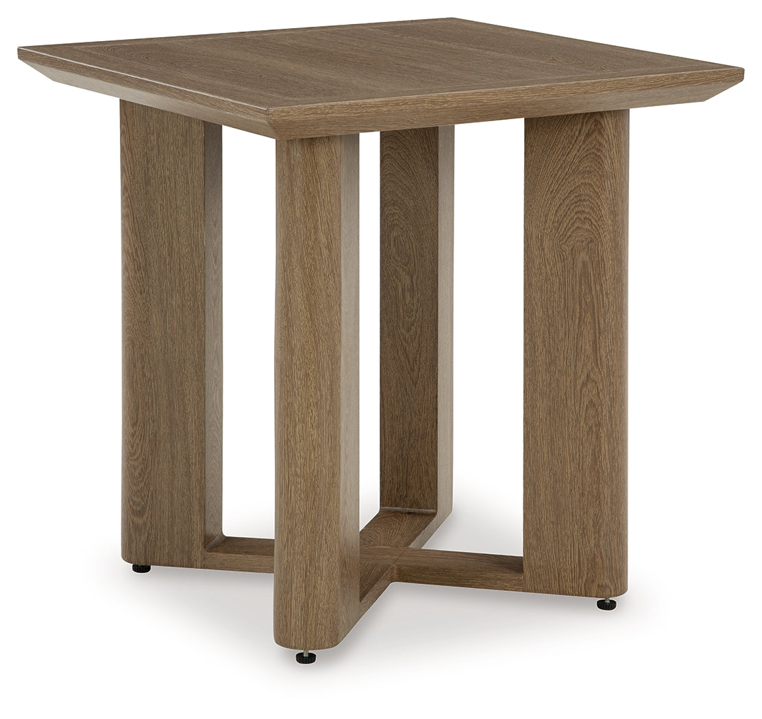 Serene Dark Brown/White Bay 2 Outdoor Lounge Chairs with End Table