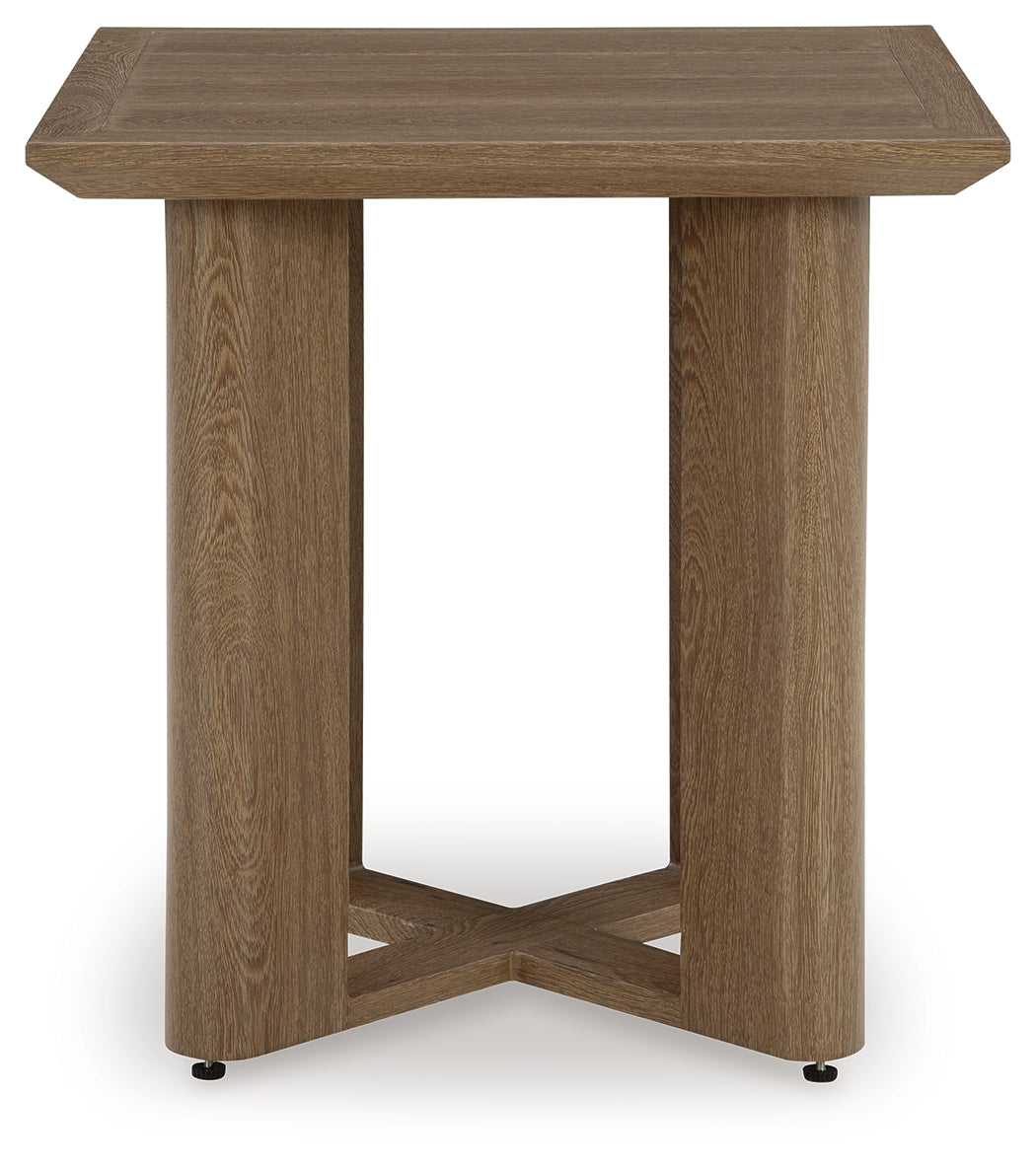 Serene Dark Brown/White Bay 2 Outdoor Lounge Chairs with End Table