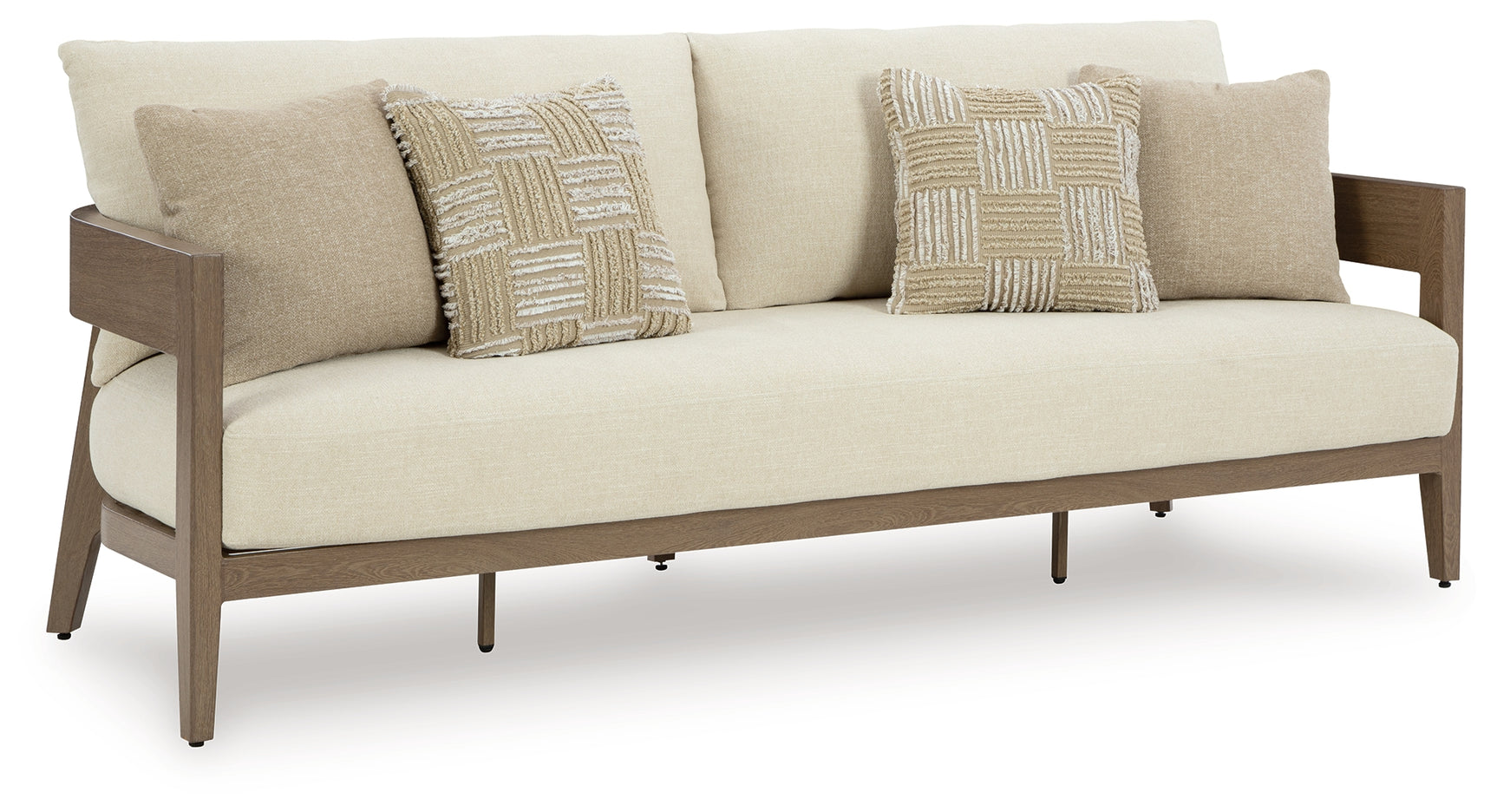 Serene Dark Brown/White Bay Outdoor Sofa and 2 Chairs with Coffee Table