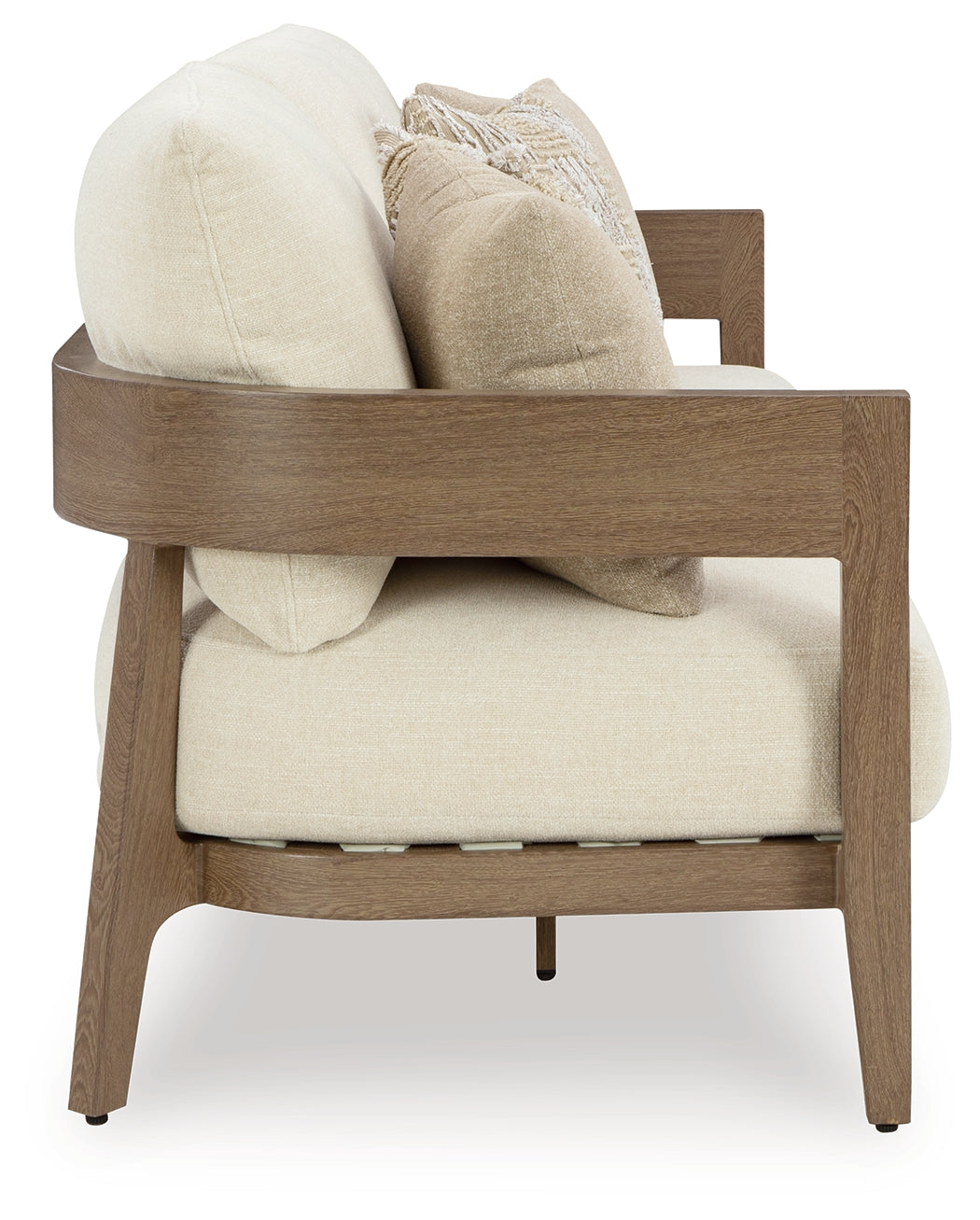Serene Dark Brown/White Bay Outdoor Sofa and 2 Chairs with Coffee Table