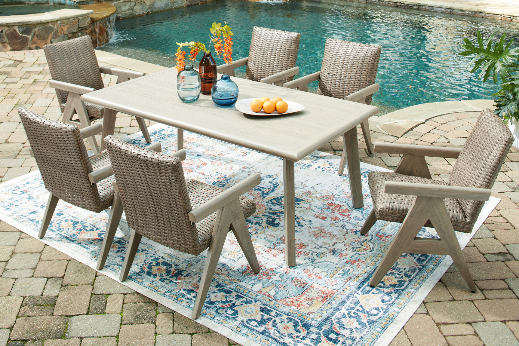Cliff Beige Trails Outdoor Dining Table and 6 Chairs