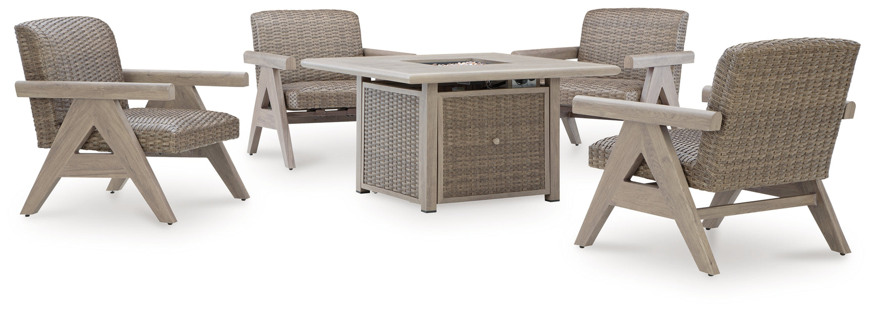 Cliff Beige Trails Outdoor Fire Pit Table and 4 Chairs