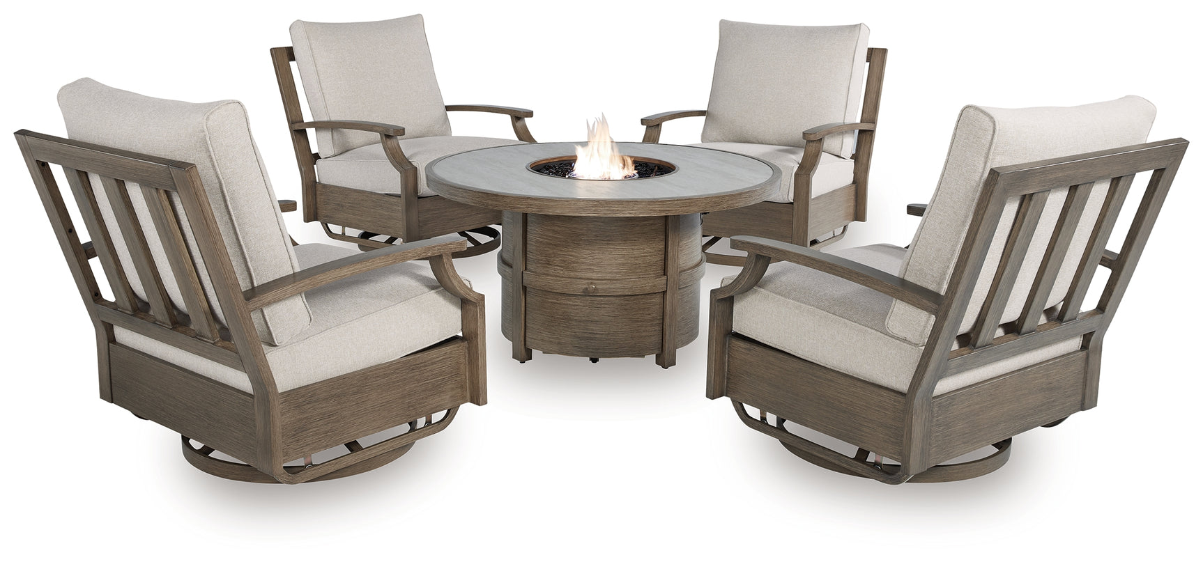 Rainier Beige Ranch Outdoor Dining Table and 4 Chairs