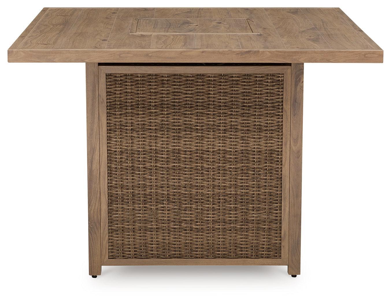 Walton Bridge Driftwood Outdoor Bar Table With Fire Pit - Ella Furniture