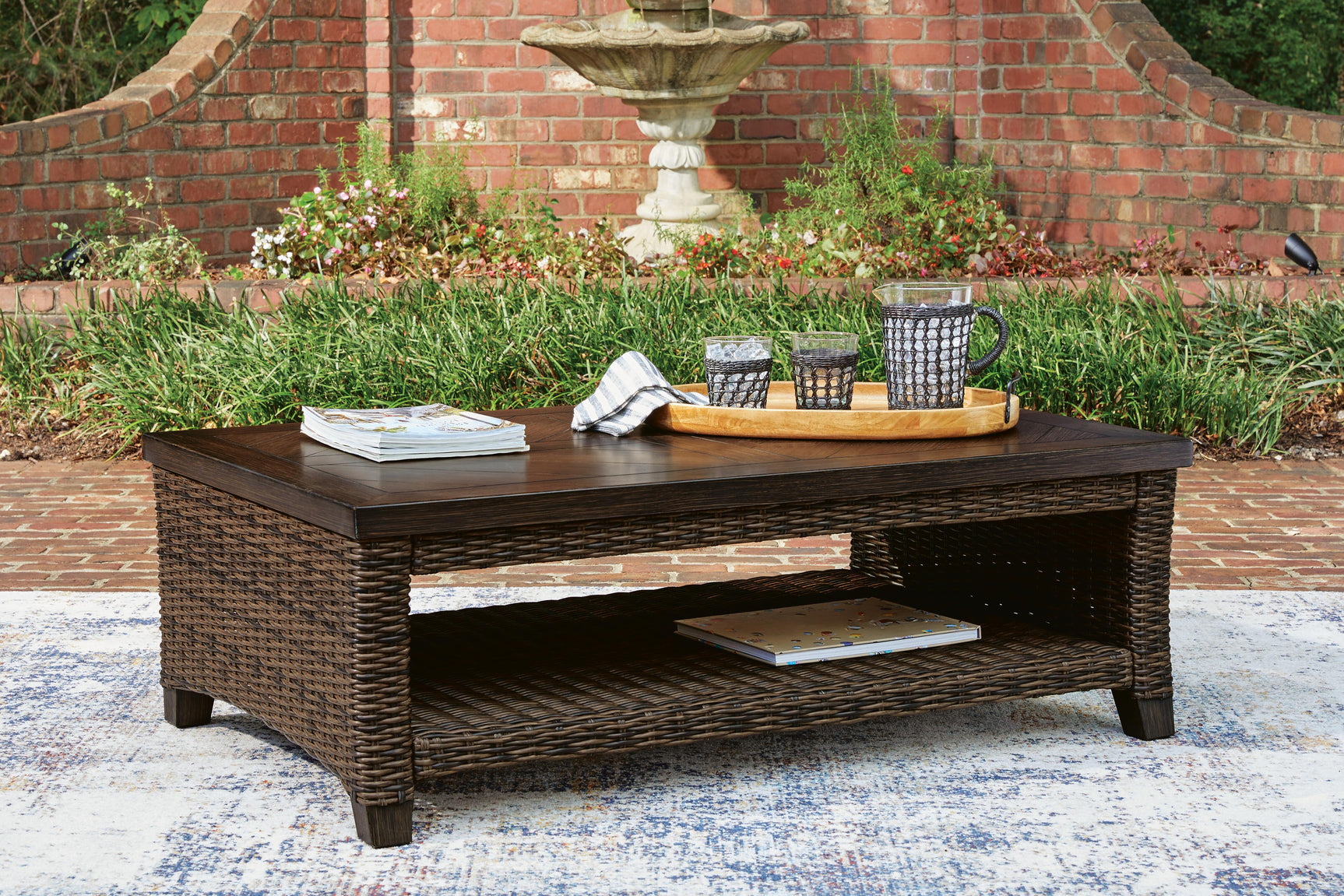 Monterey Dark Brown Point Outdoor Sofa and Loveseat with Coffee Table