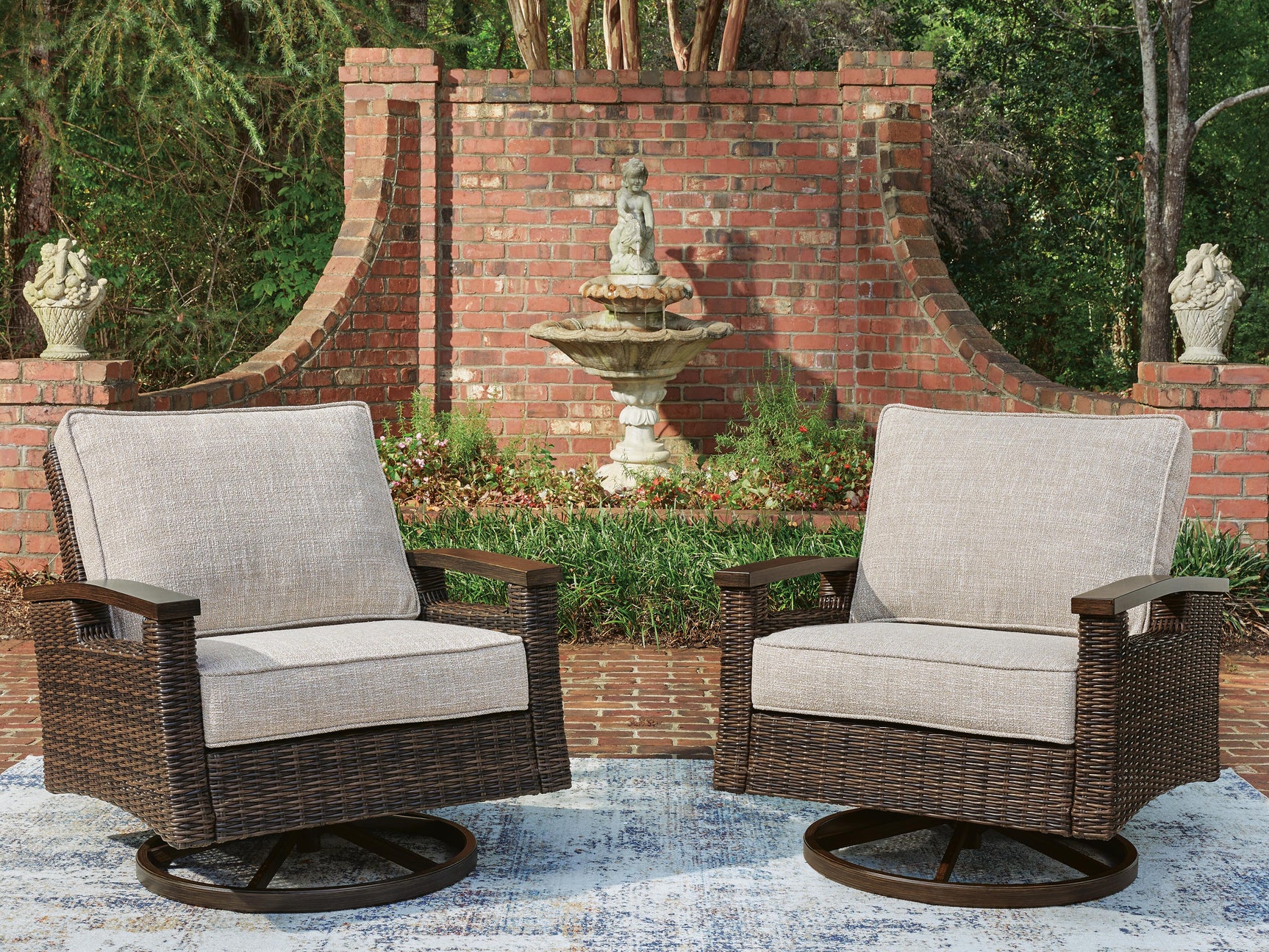 Monterey Point Dark Brown Outdoor Swivel Lounge Chair (Set of 2)