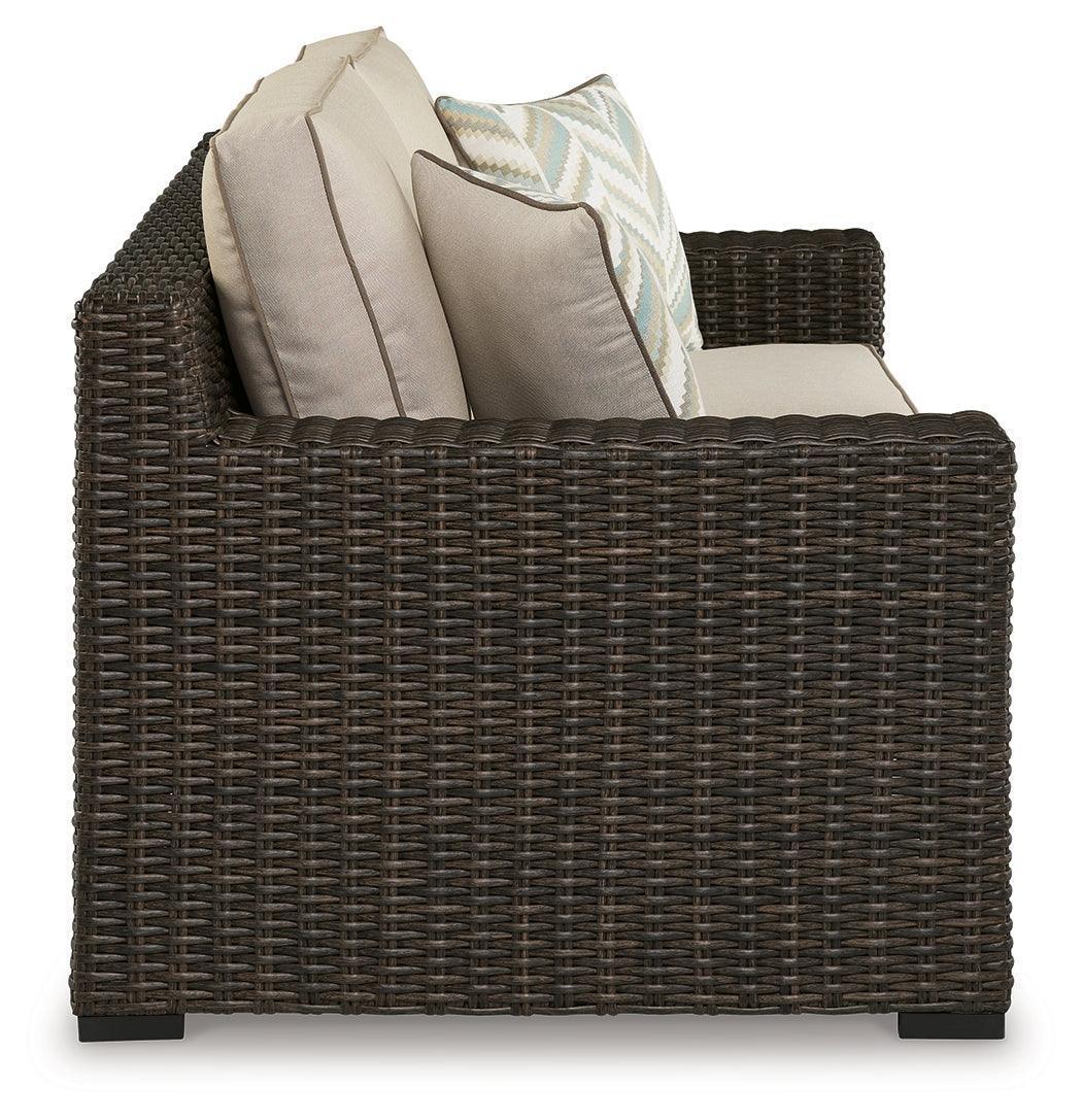 Coastline Bay Brown Outdoor Loveseat with Cushions
