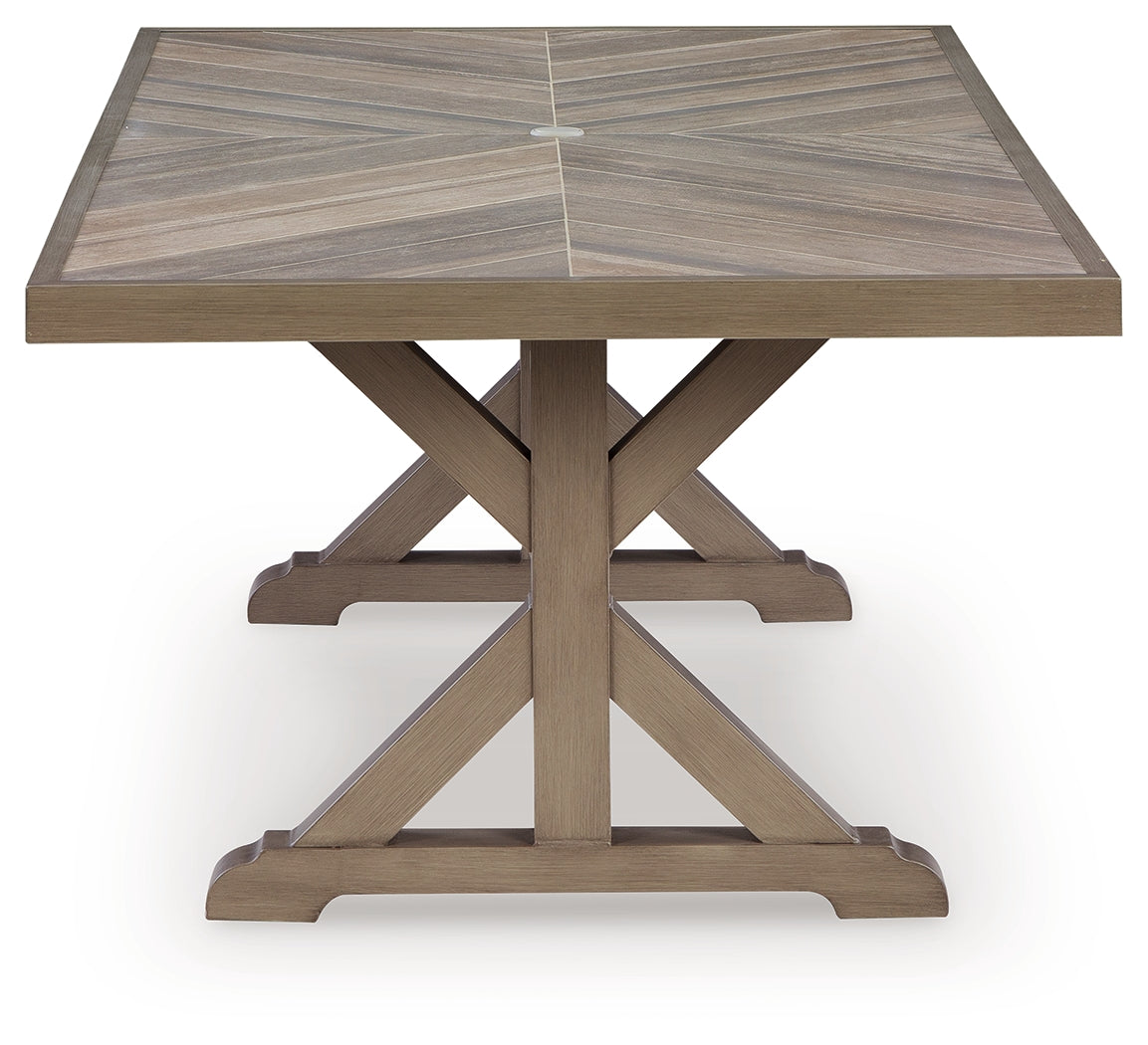 Laguna Beige Heights Outdoor Dining Table and 4 Chairs and Bench