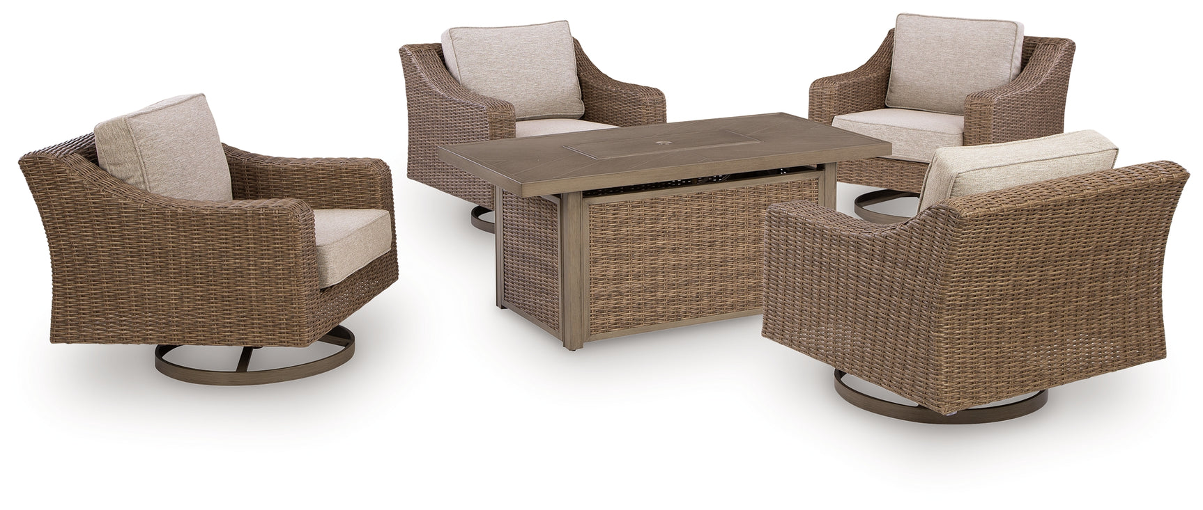 Laguna Beige Heights Outdoor Fire Pit Table and 4 Chairs