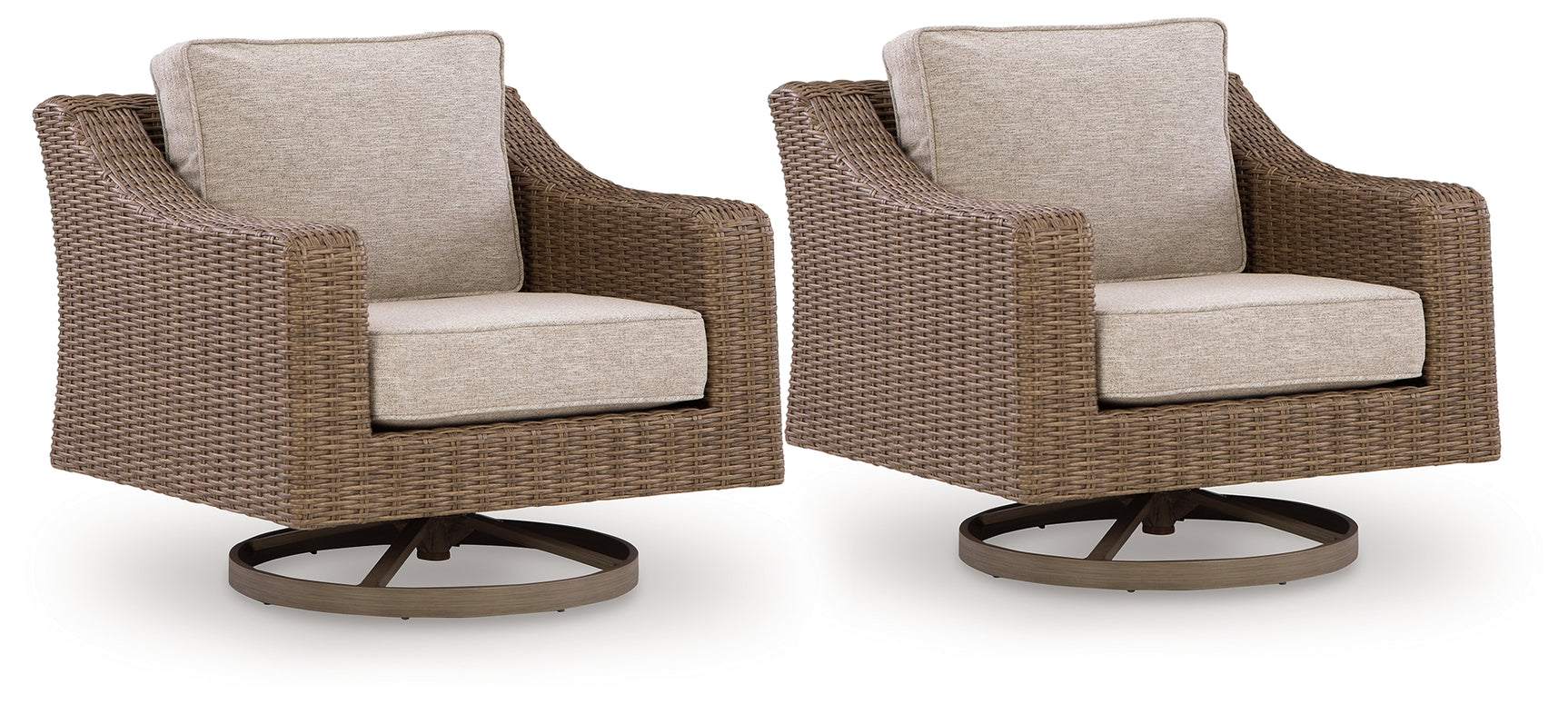 Laguna Beige Heights 2 Outdoor Swivel Lounge Chairs