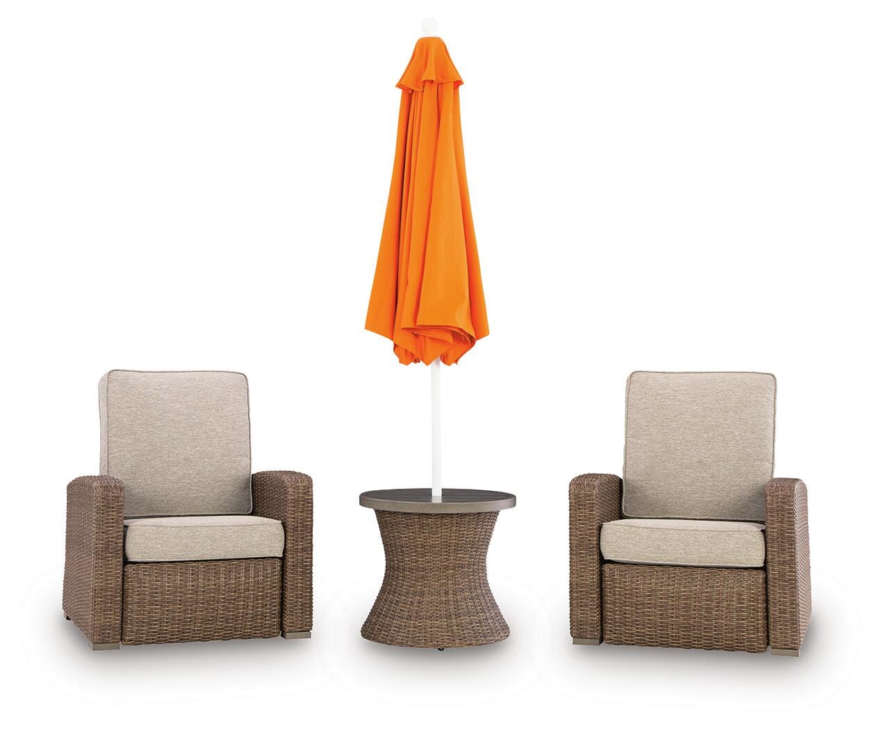 Laguna Beige Heights 2 Outdoor Recliners and End Table