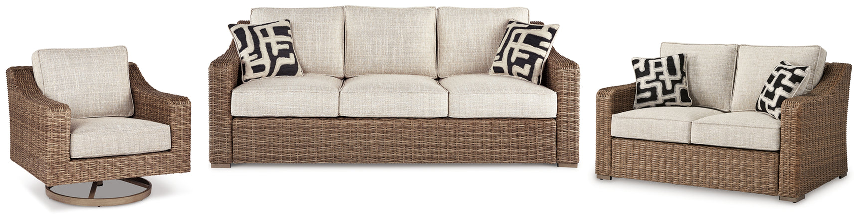 Beachcroft Beige Outdoor Sofa, Loveseat and Chair