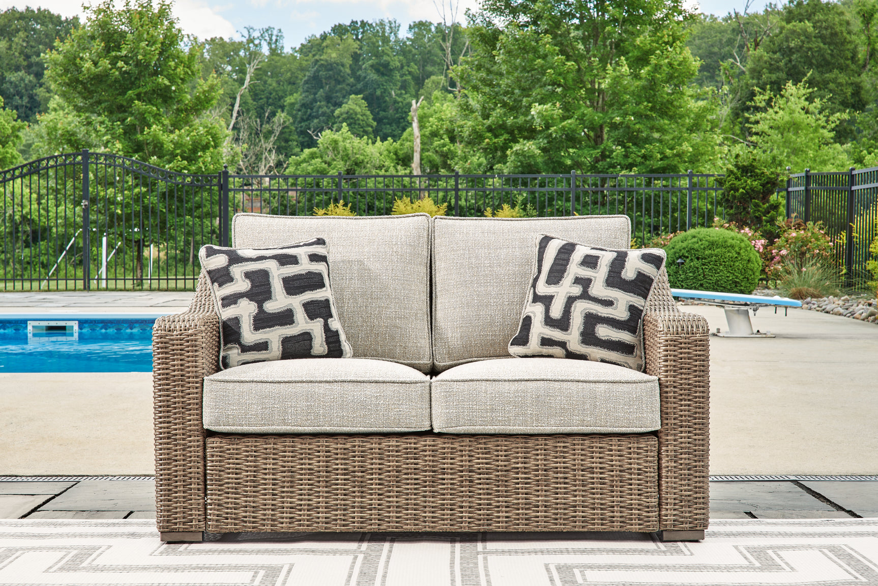 Beachcroft Beige Outdoor Sofa, Loveseat and Chair