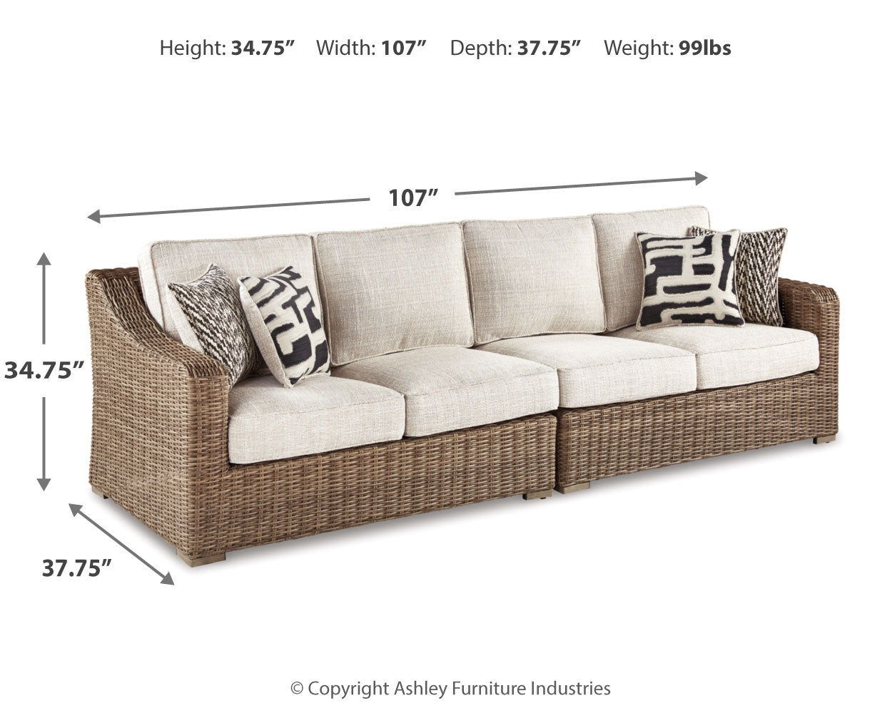 Beachcroft Beige 2-Piece Outdoor Sectional with Chair
