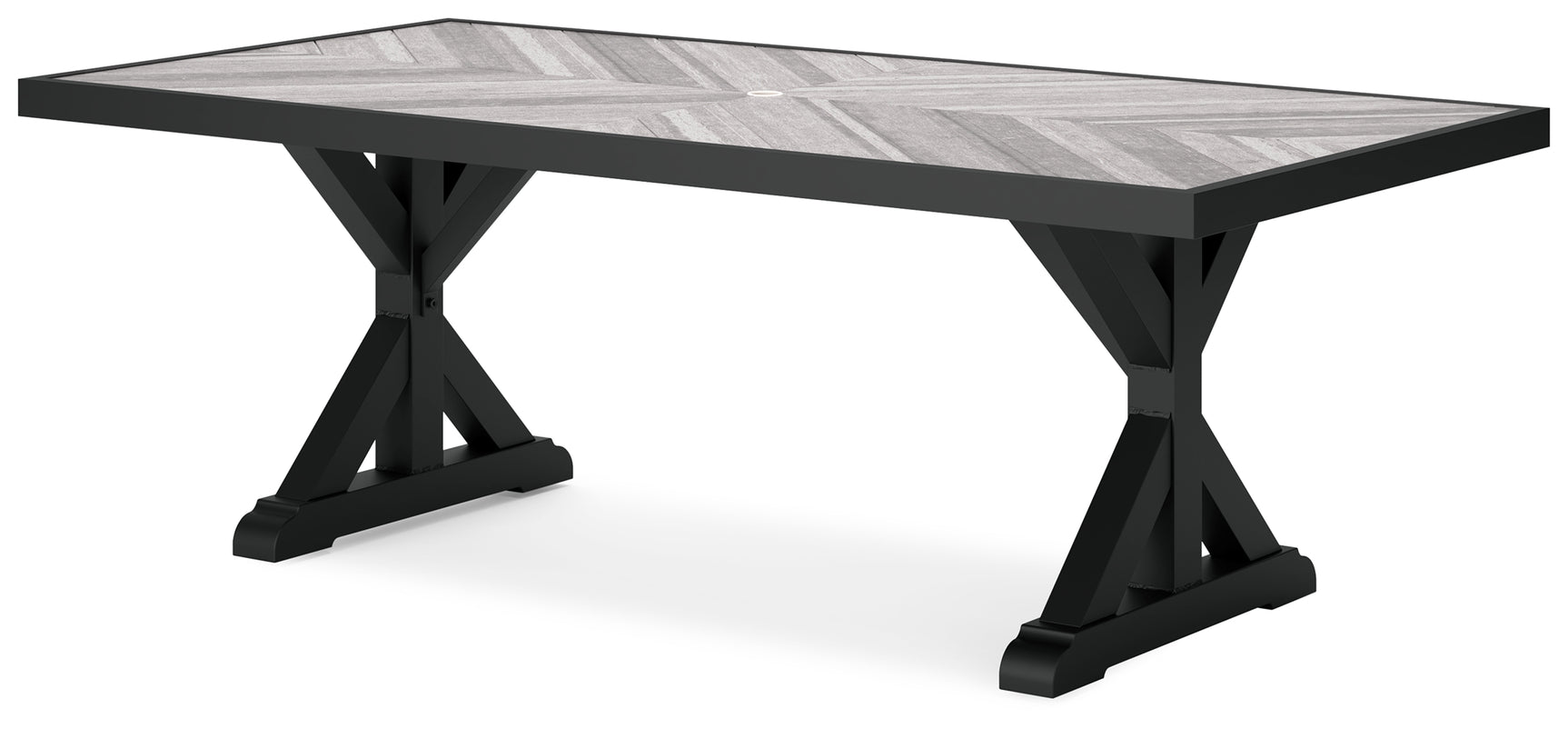 Beachcroft Black/Light Gray Outdoor Dining Table and 6 Chairs