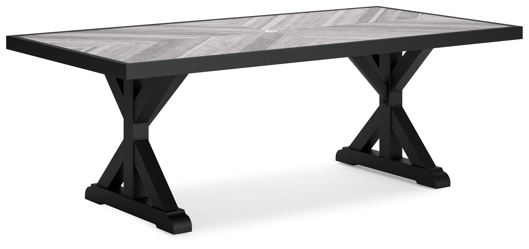 Beachcroft Black/Light Gray Outdoor Dining Table and 6 Chairs