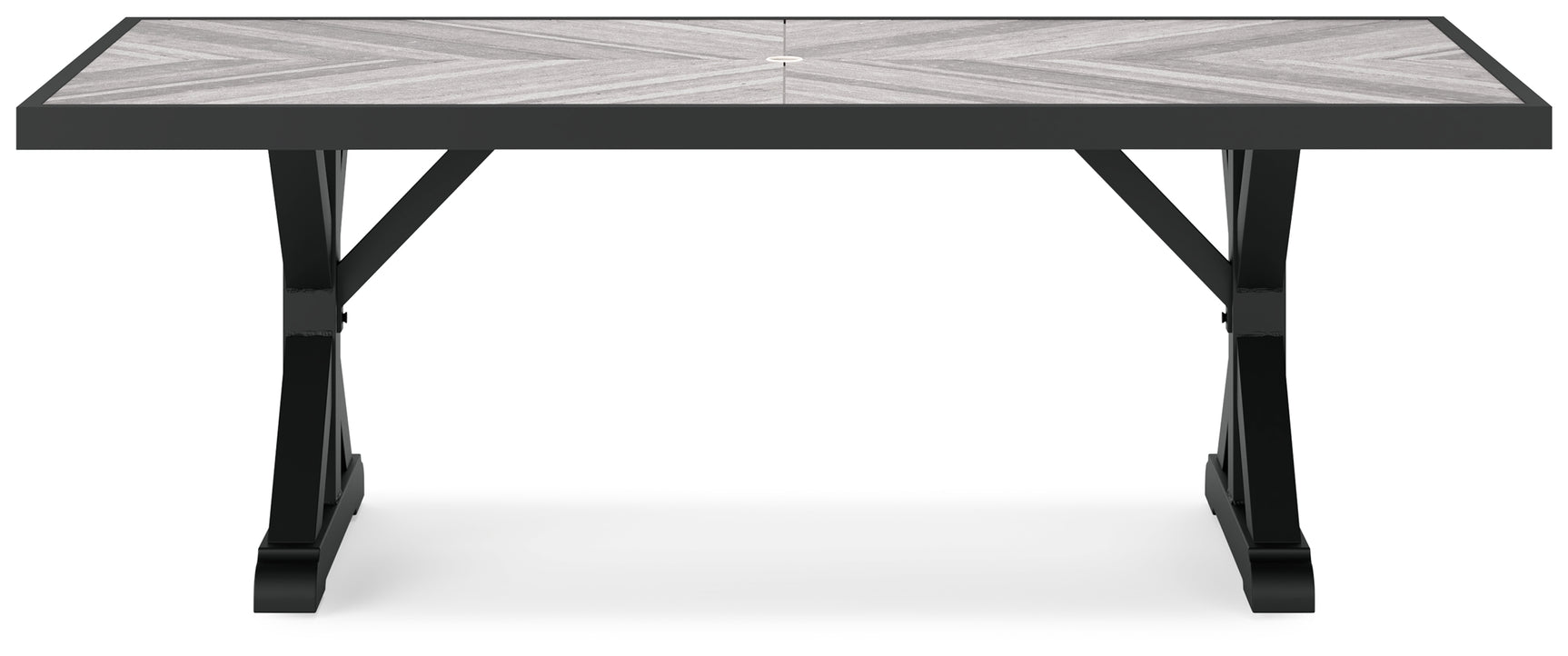 Beachcroft Black/Light Gray Outdoor Dining Table and 6 Chairs