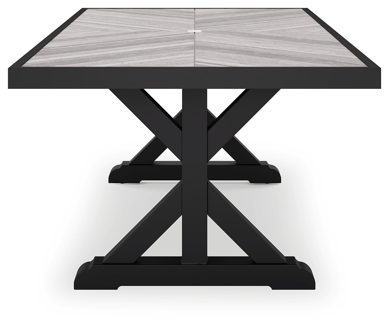 Beachcroft Black/Light Gray Outdoor Dining Table and 4 Chairs