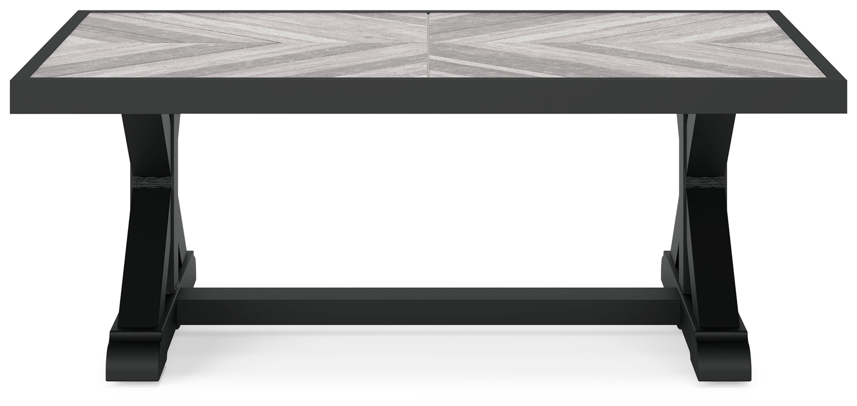 Beachcroft Black/Light Gray Outdoor Sofa and 2 Lounge Chairs with Coffee Table and 2 End Tables