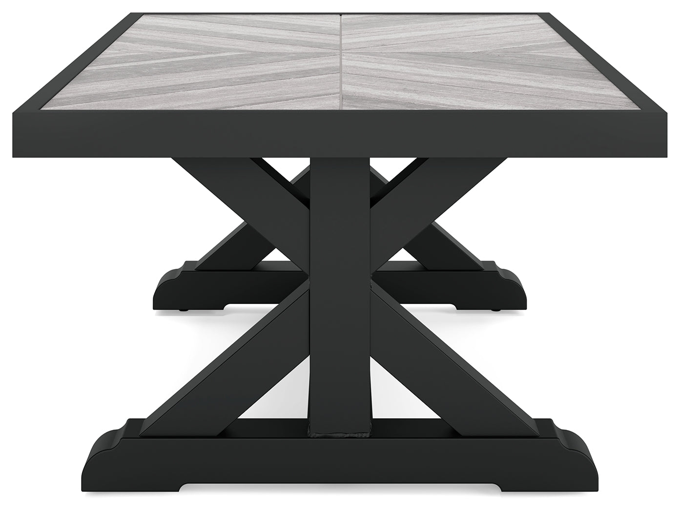 Beachcroft Black/Light Gray Outdoor Sofa and 2 Lounge Chairs with Coffee Table and 2 End Tables