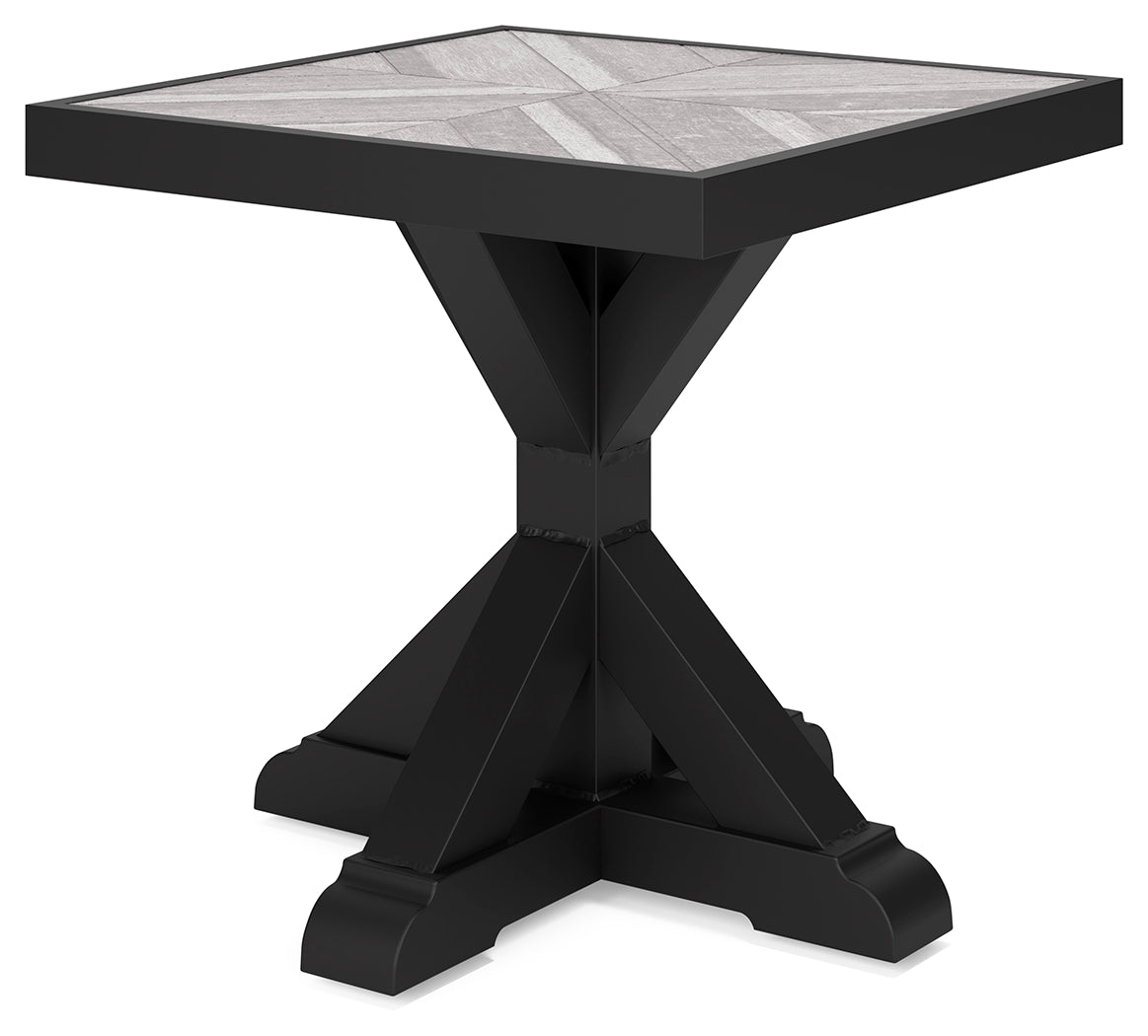 Beachcroft Black/Light Gray Outdoor Sofa and 2 Lounge Chairs with Coffee Table and 2 End Tables