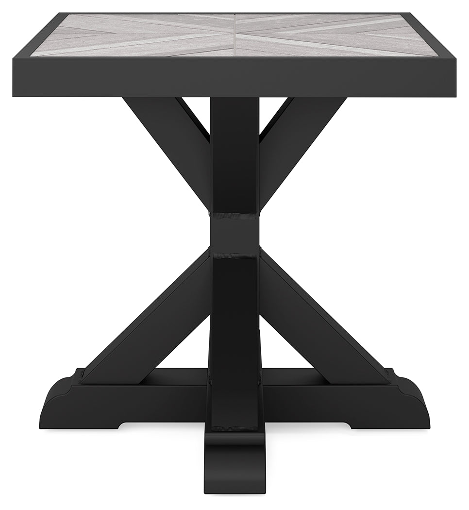 Beachcroft Black/Light Gray Outdoor Sofa and 2 Lounge Chairs with Coffee Table and 2 End Tables