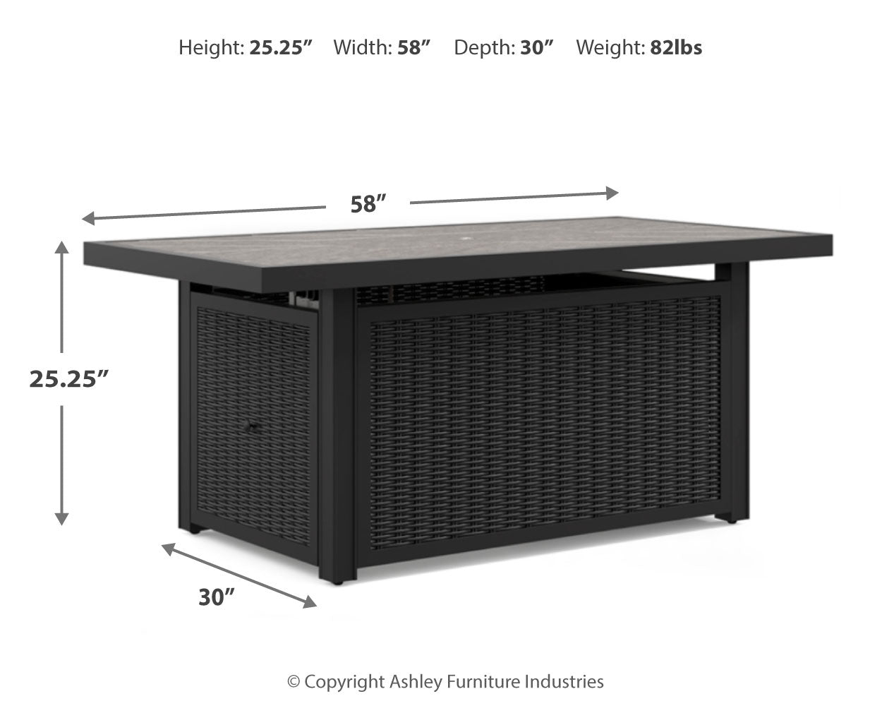 Beachcroft Black/Light Gray Outdoor Fire Pit Table and 4 Chairs