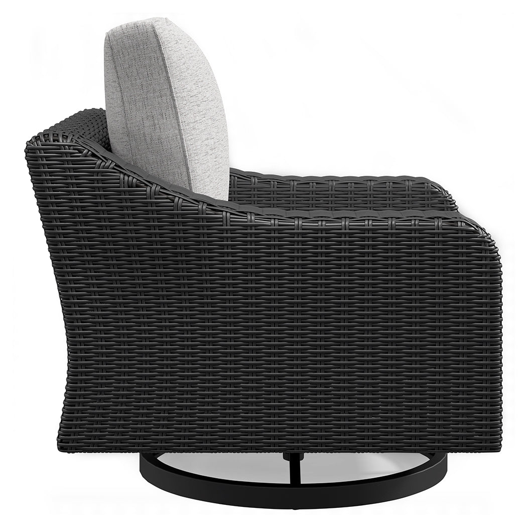 Beachcroft Black/Light Gray Outdoor Sofa and 2 Lounge Chairs with Coffee Table and 2 End Tables