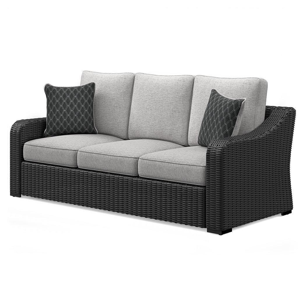 Beachcroft Black Light Gray Outdoor Sofa With Cushion