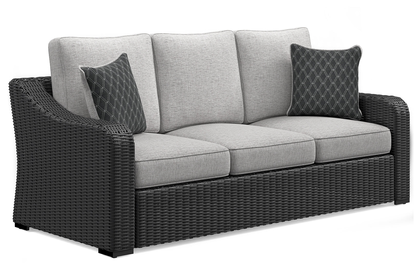 Beachcroft Black/Light Gray Outdoor Sofa and 2 Lounge Chairs with Coffee Table and 2 End Tables