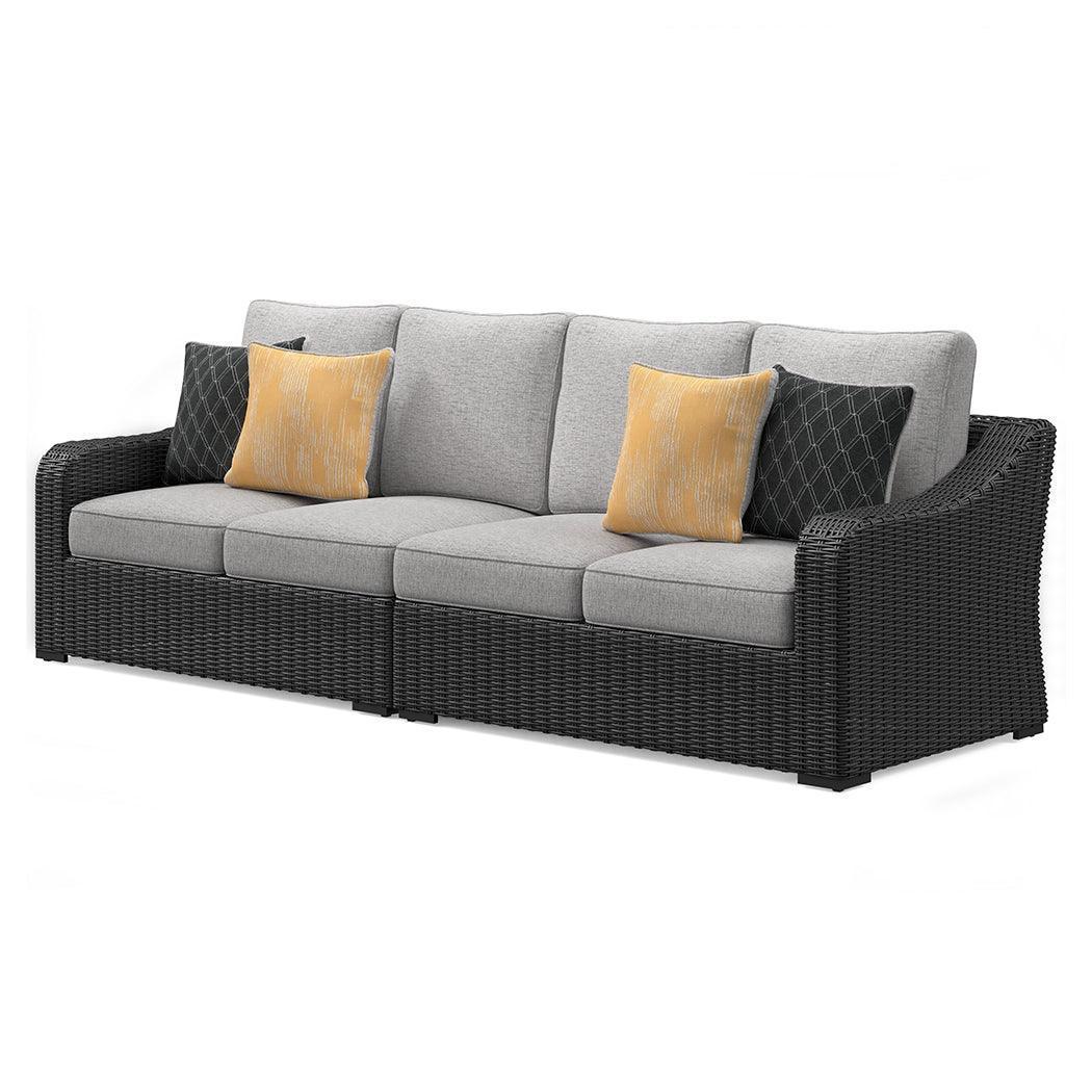 Beachcroft Black Light Gray 2-Piece Outdoor Loveseat With Cushion