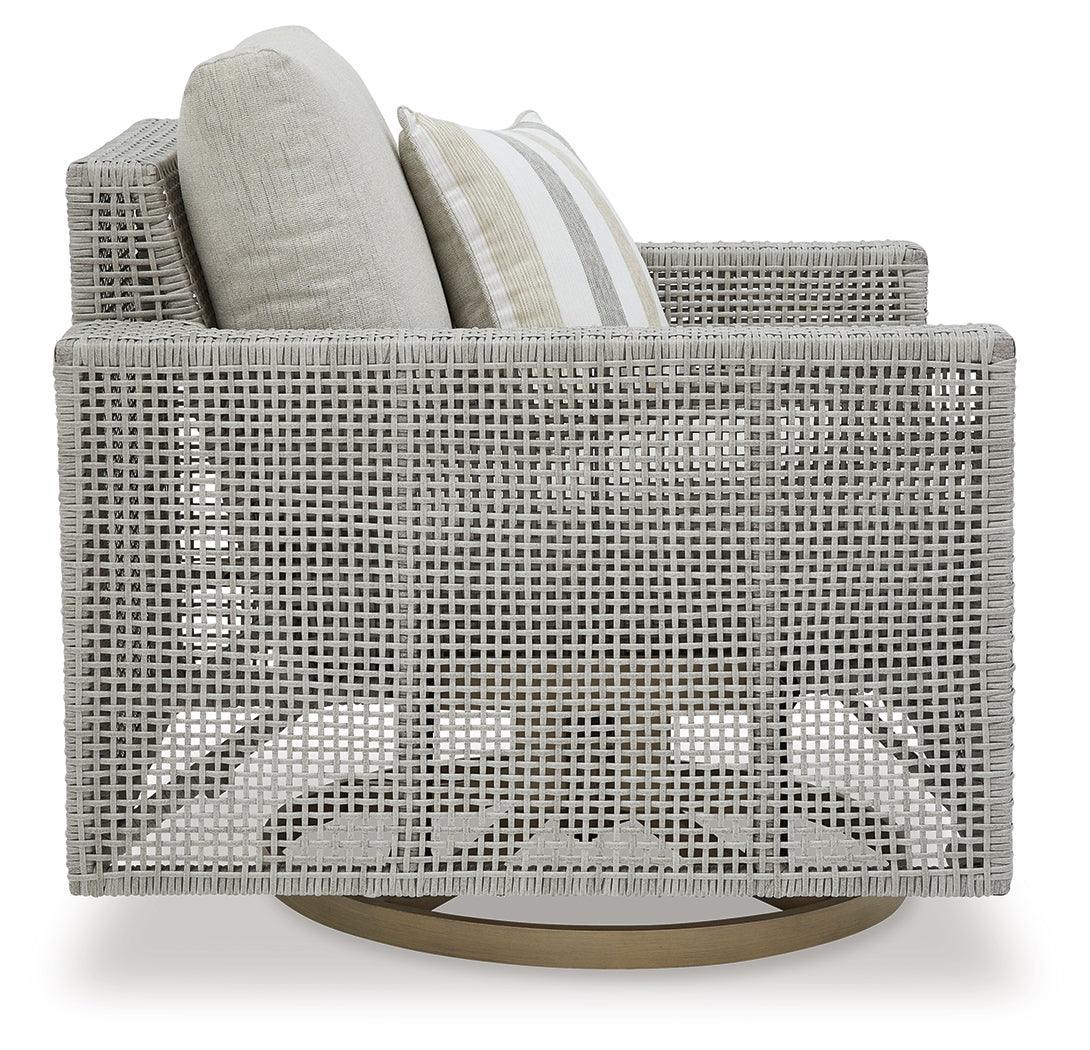 Seton Creek Gray Outdoor Swivel Lounge With Cushion - Ella Furniture