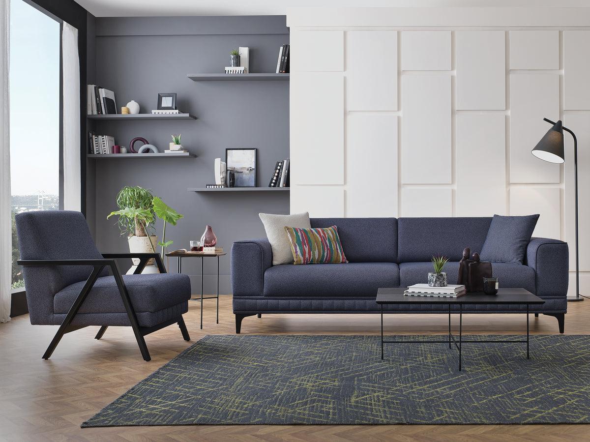 Pavia Navy Blue 3-Seater Sofa Bed - Ella Furniture
