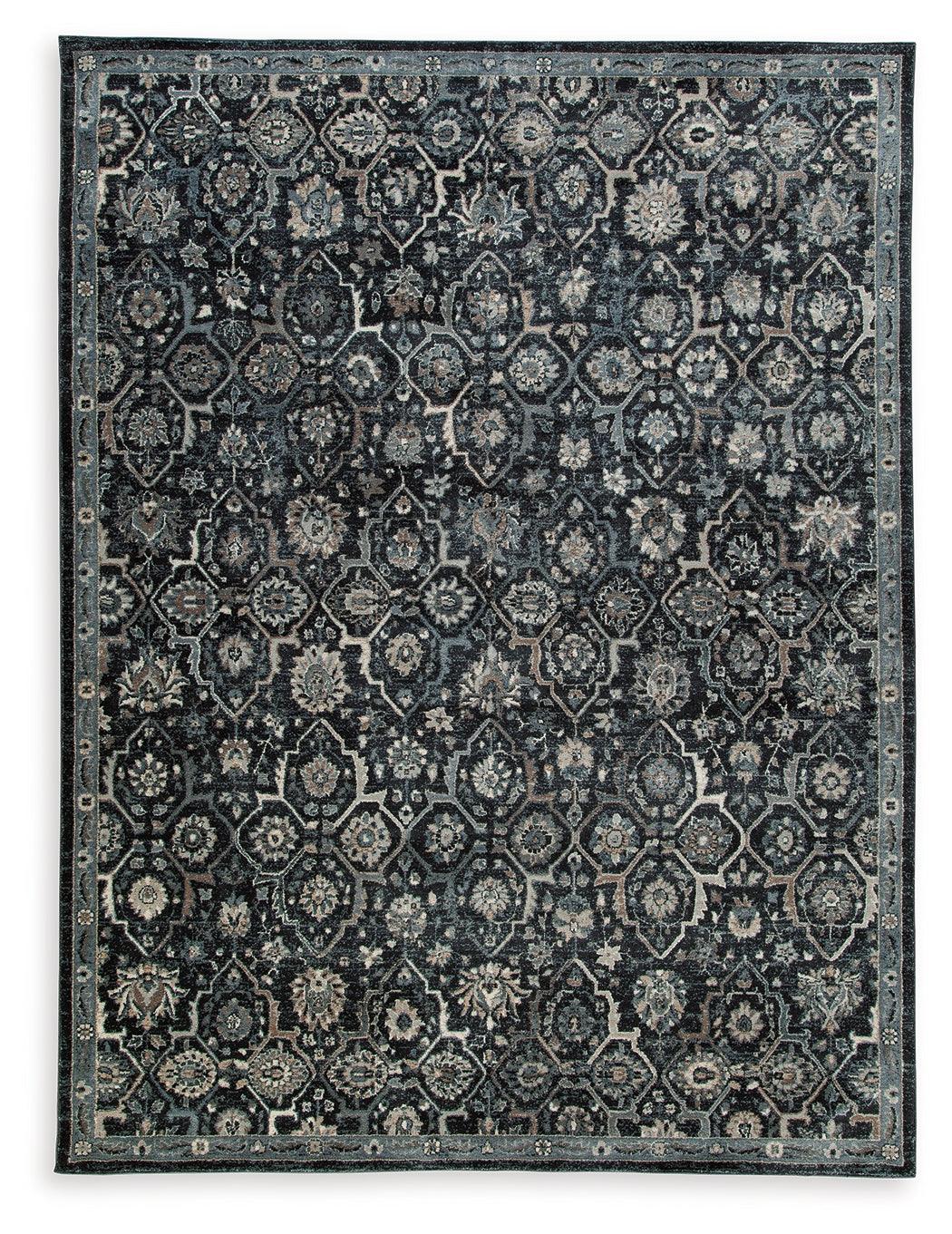 Hilcott Blue/cream/brown 7'10" X 10'6" Rug - Ella Furniture