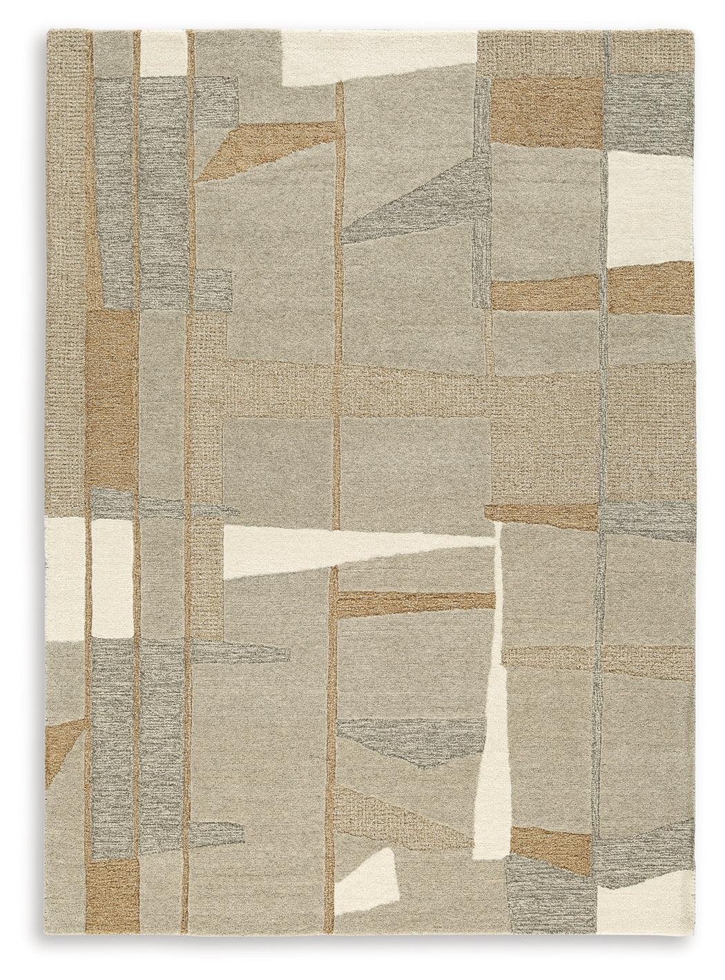 Abbotton 5' x 7' Taupe Gray and Caramel Abstract Rug