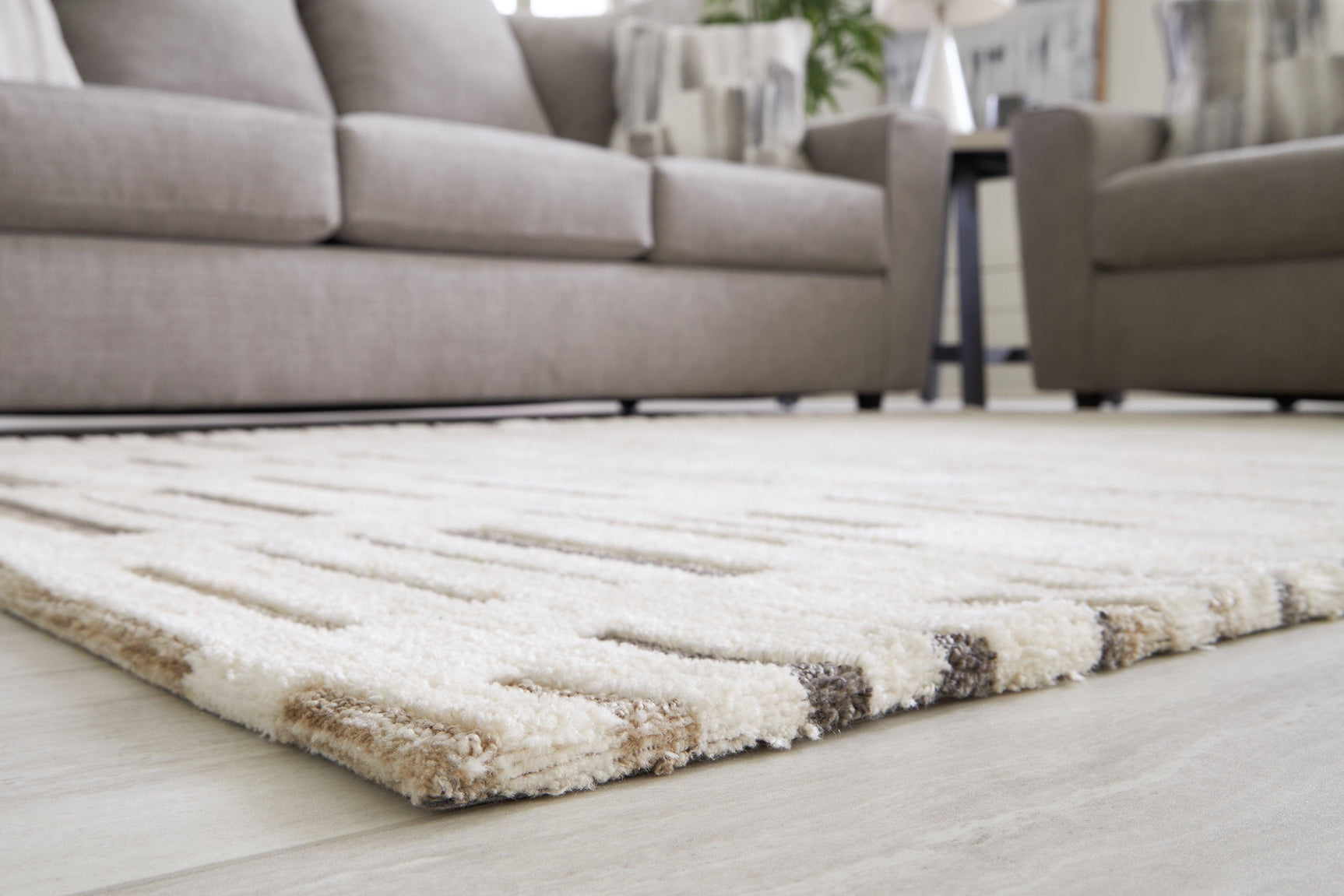 Leesdale 8' x 10' Ivory Brown Black Striped Rug