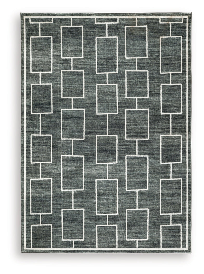 Elderland Black/Gray Washable 5' x 7' Area Rug