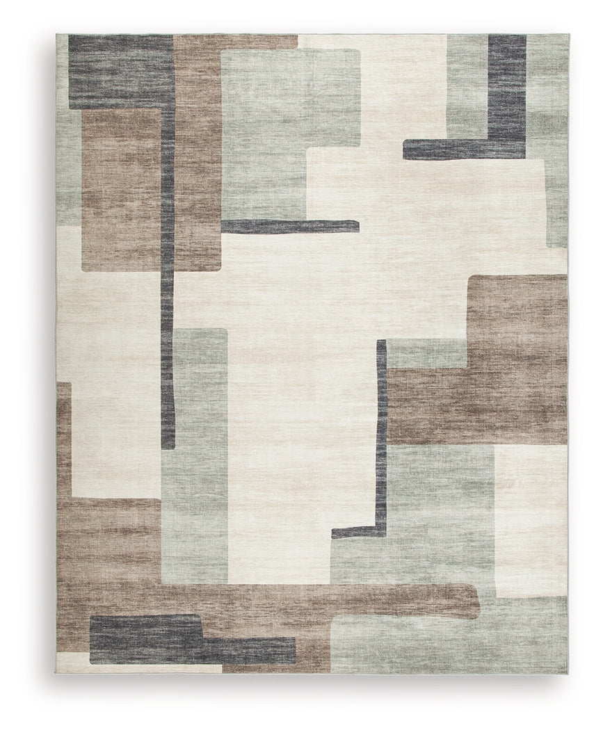 Larkport Cream/Brown/Gray Washable 8' x 10' Area Rug