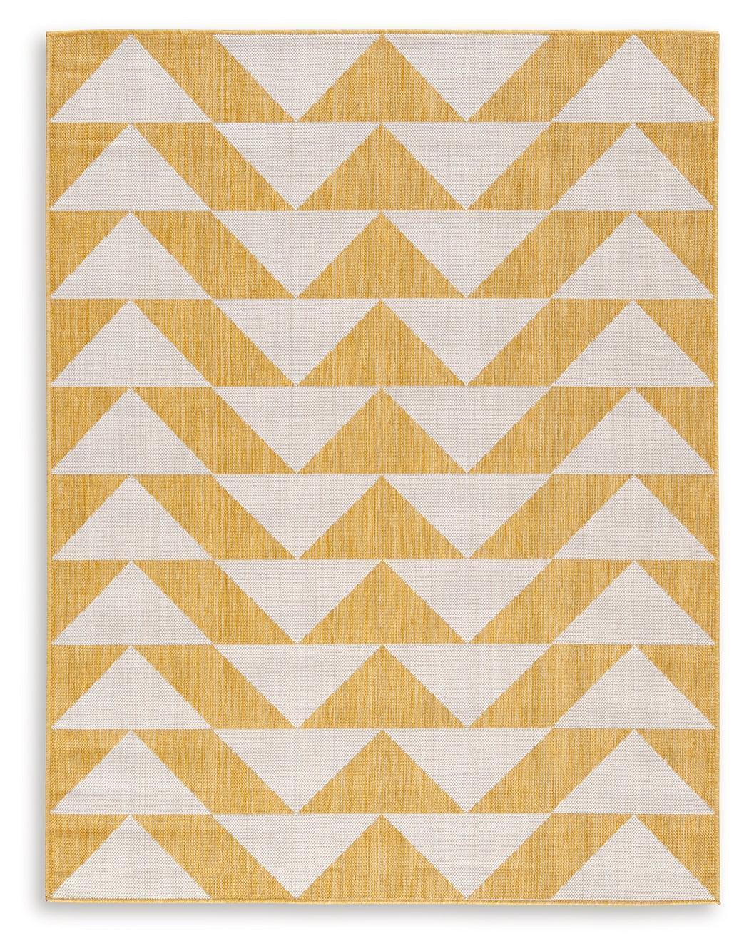 Thomley 5' x 7' Ivory and Yellow Geometric Rug