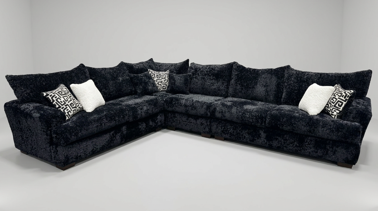 Rizz Black 4-Piece Sectional Sofa view 2
